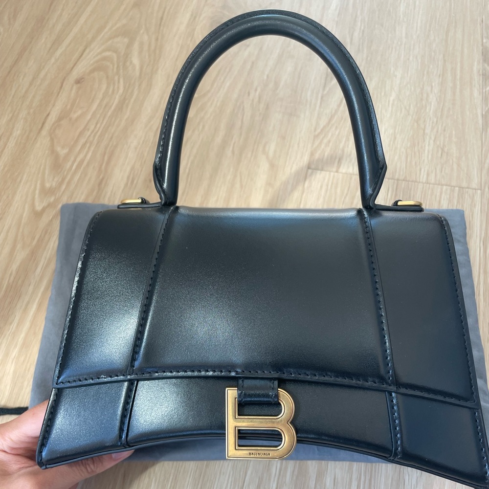 Small Balenciaga Hourglass Top Handle Bag Black